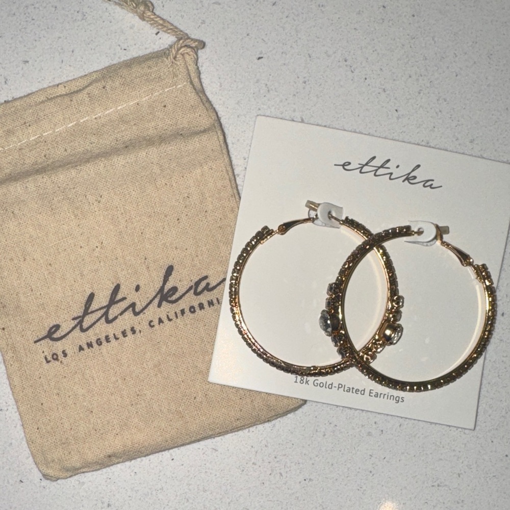 ettika Gold-Plated Jeweled Hoop Earrings